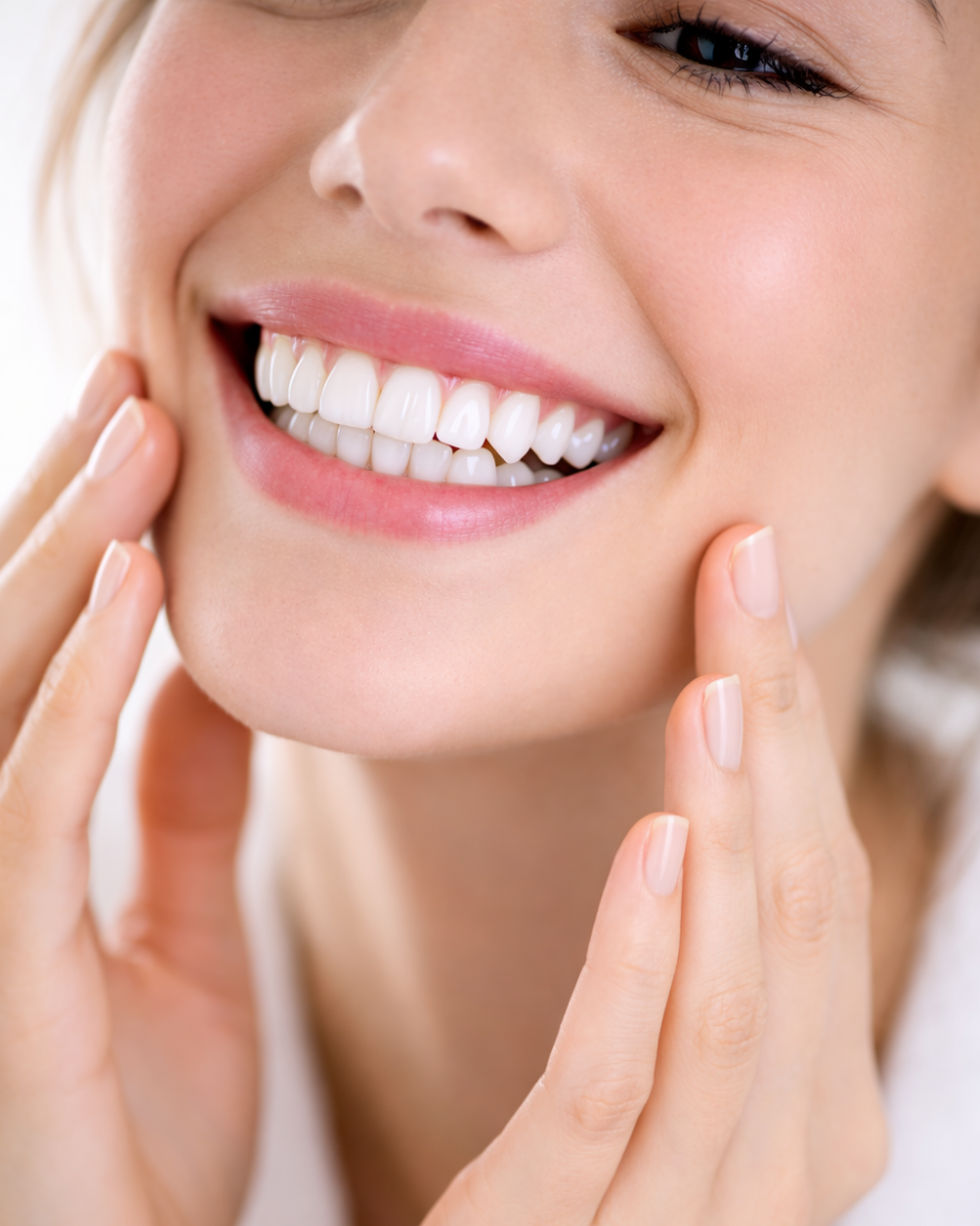 Close-up van een glimlach na het bleken.