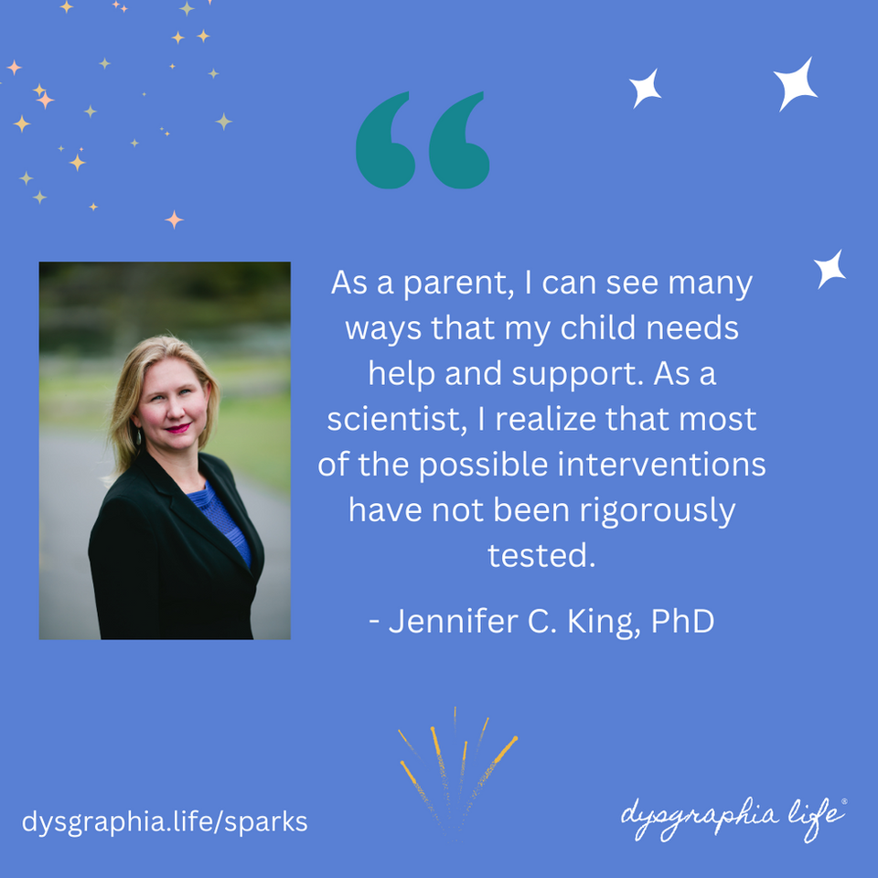Quote from Jennifer, founder of Dysgraphia Life