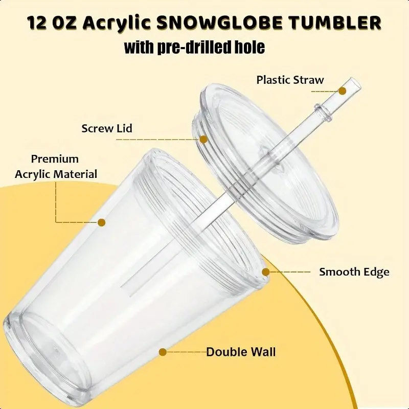 Thumbnail: DIY Snow Globe Tumbler: 12oz BPA-Free Acrylic Double Wall Cup