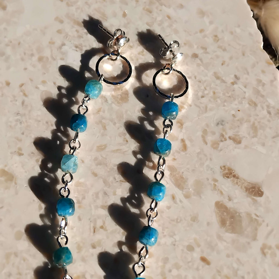 Miniature : Les clous d'oreilles en apatite bleue 