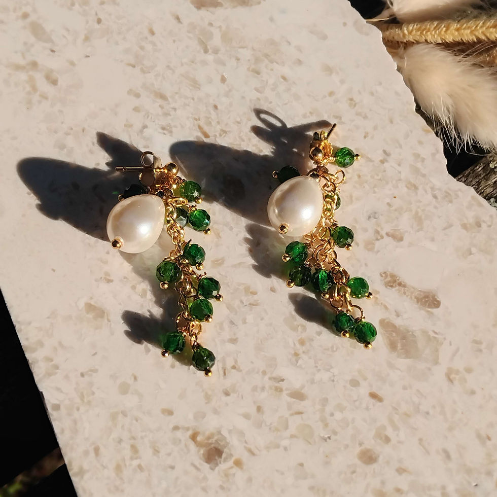 Miniature : Boucles d'oreilles en nacre et diopside