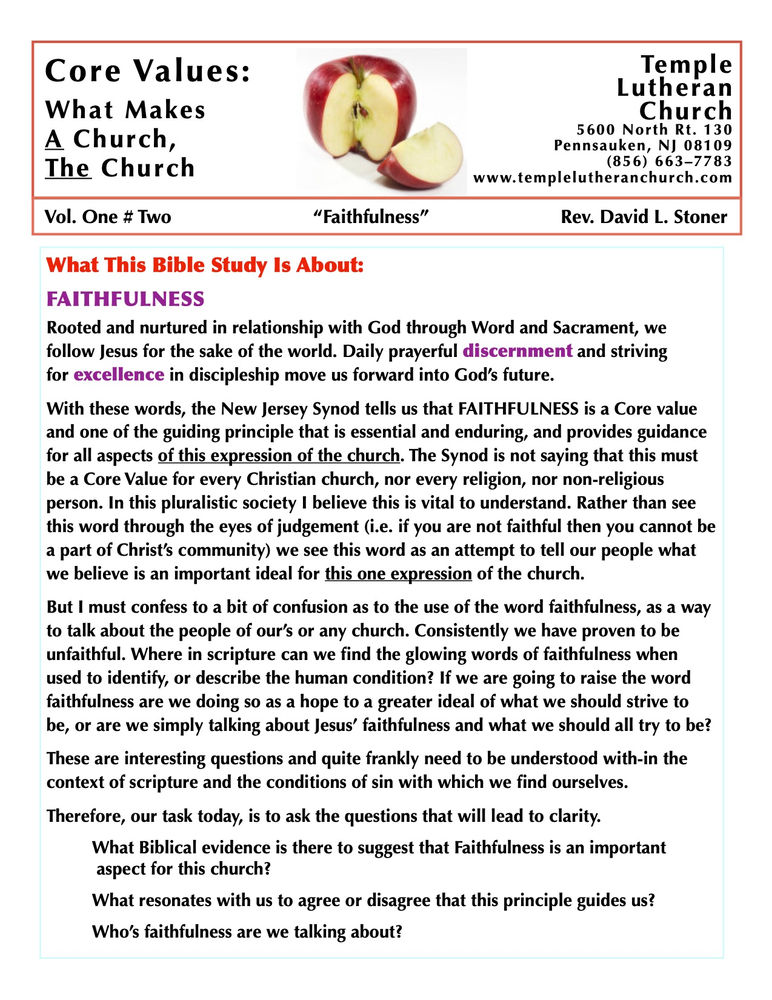 Core Values # 2 Faithfulness