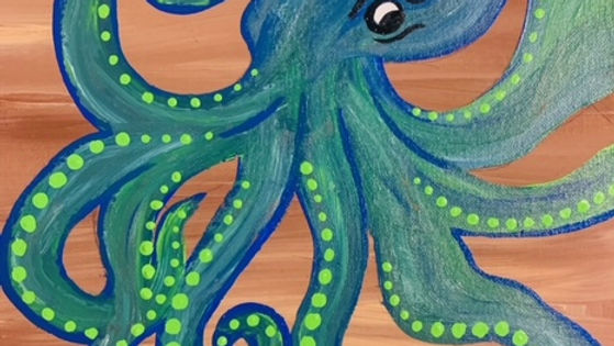Tropical Octopus on Wood Canvas (Sunshine KOA Private)