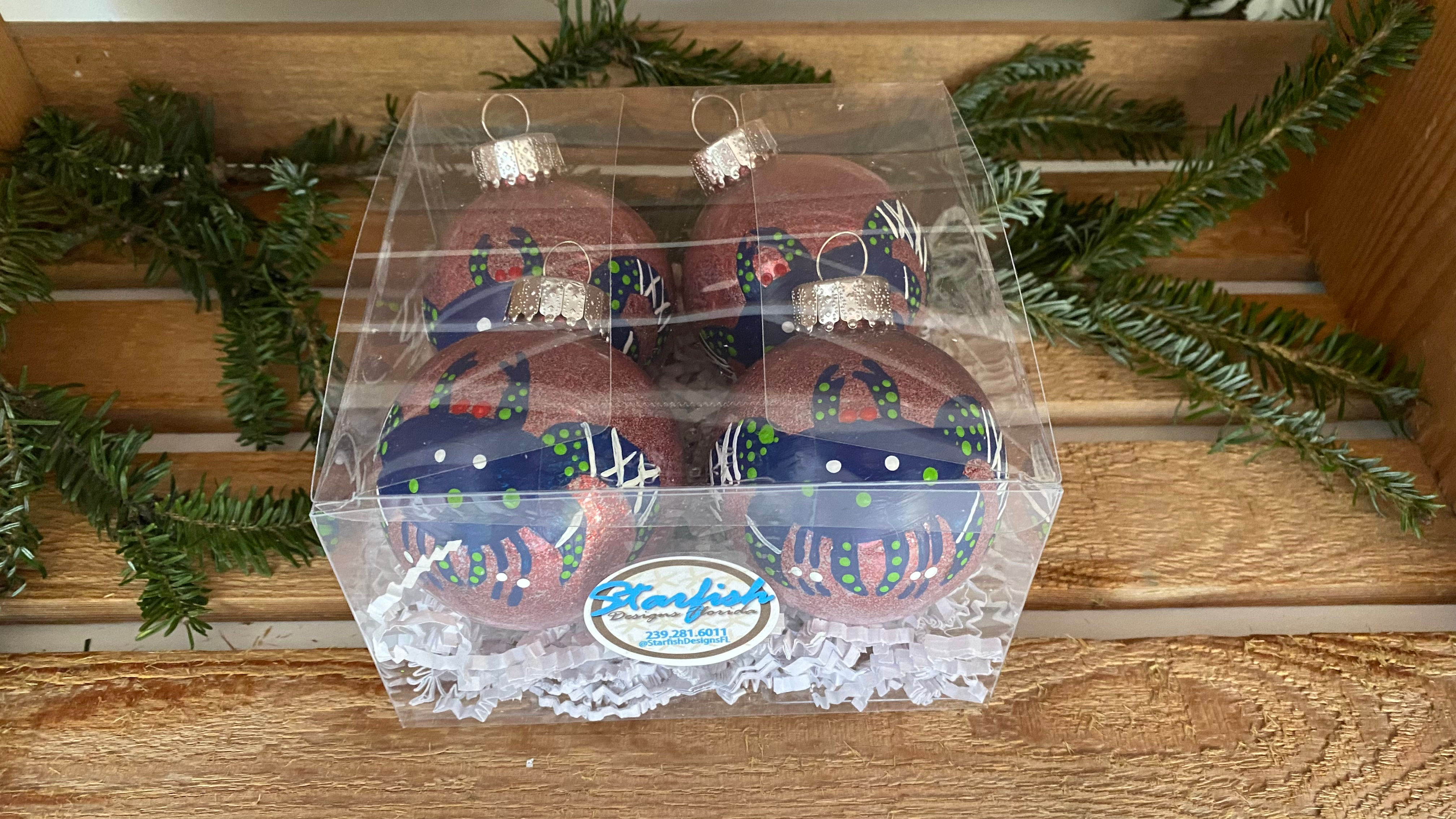 Ornament Set of 4 Blue Crab Small