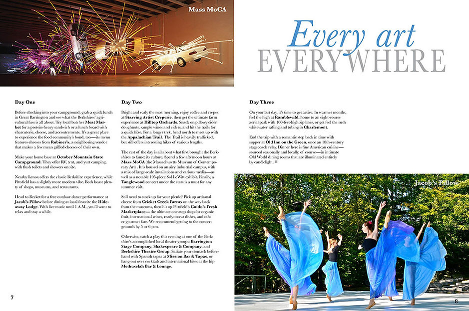 S'More Magazine: Berkshires Article, Every Art Everywhere Spread