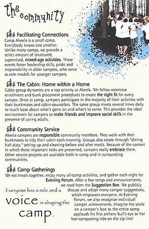 Camp Akeela Brochure Page 3: the Community