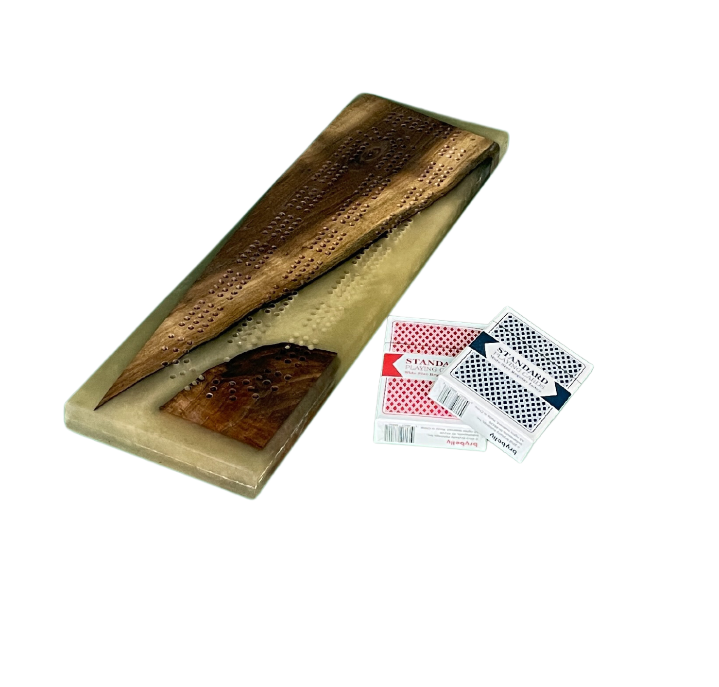 Cribbage Board ---Gold ( choice of cards, pegs incl )