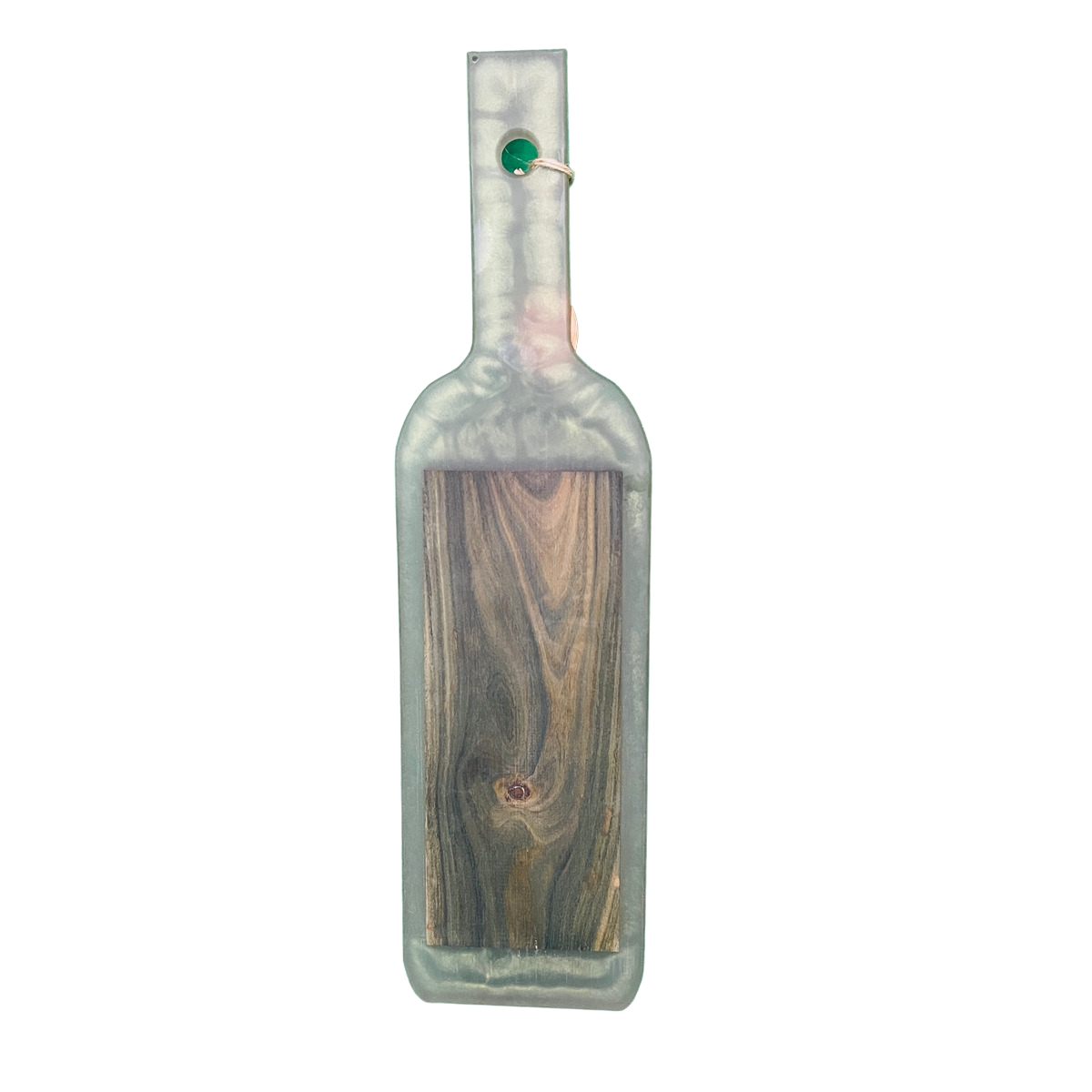 Wine Bottle--Wood/Green Swirl