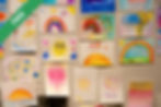 Colourful children’s drawings on a wall