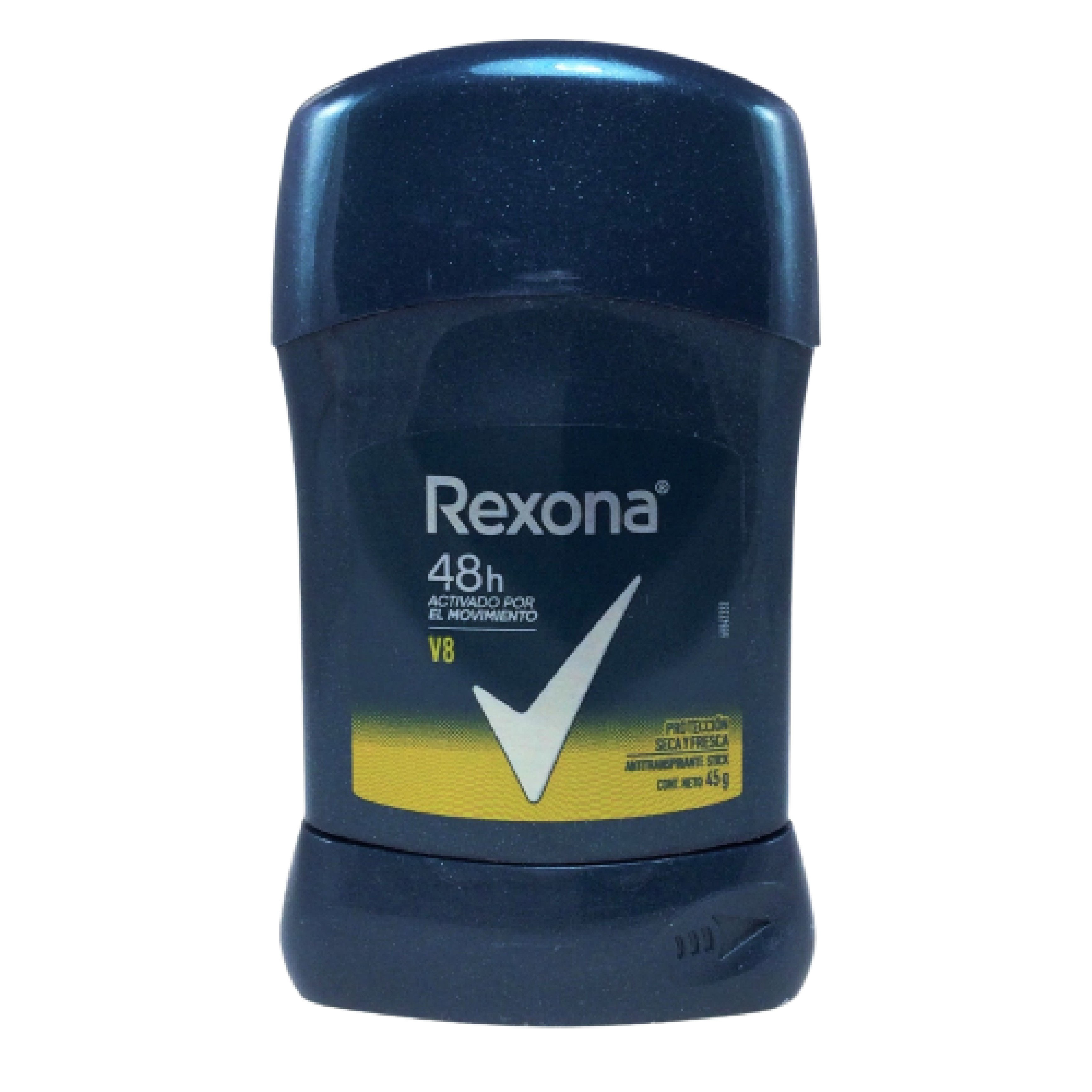 DES. REXONA BARRA (H) V8  45 GRS.