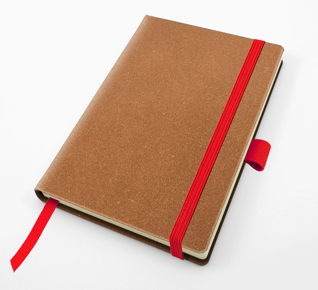 Palma Natural Recycled Leather  Pocket Casebound Notebook with Elastic Strap & P