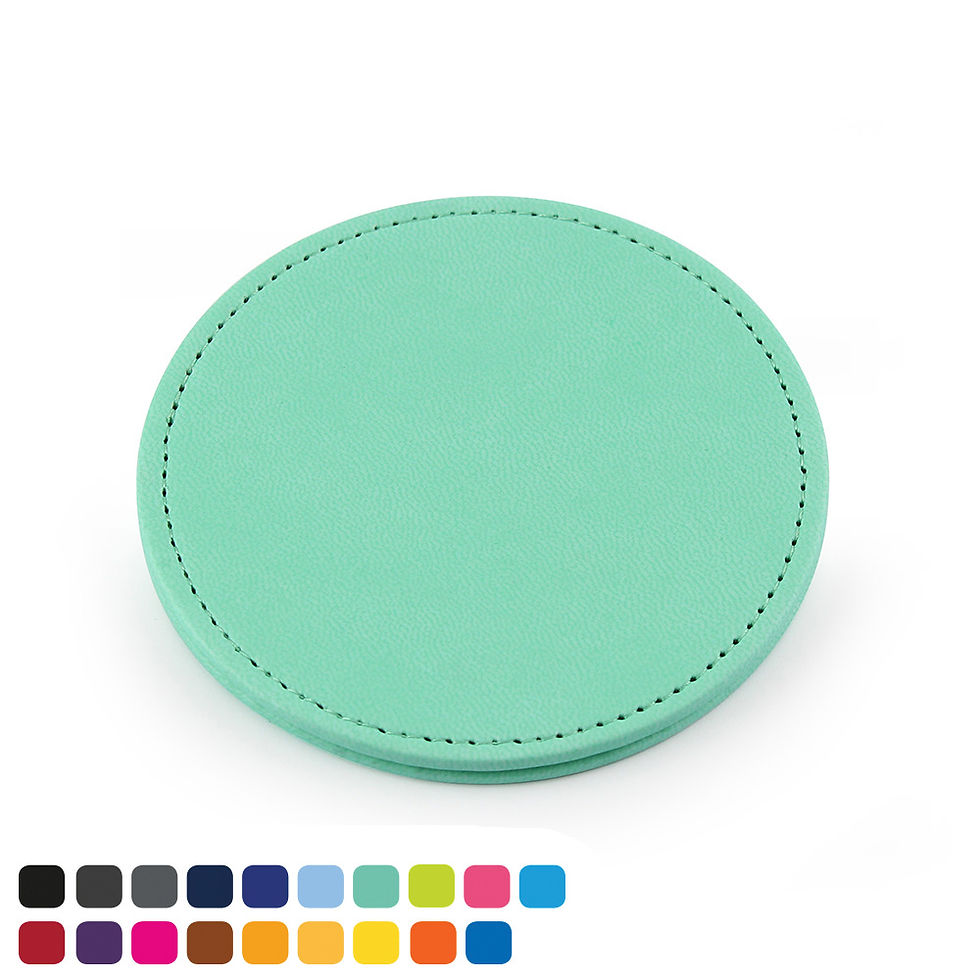 Deluxe Round Coaster in Soft Touch Vegan Torino PU.