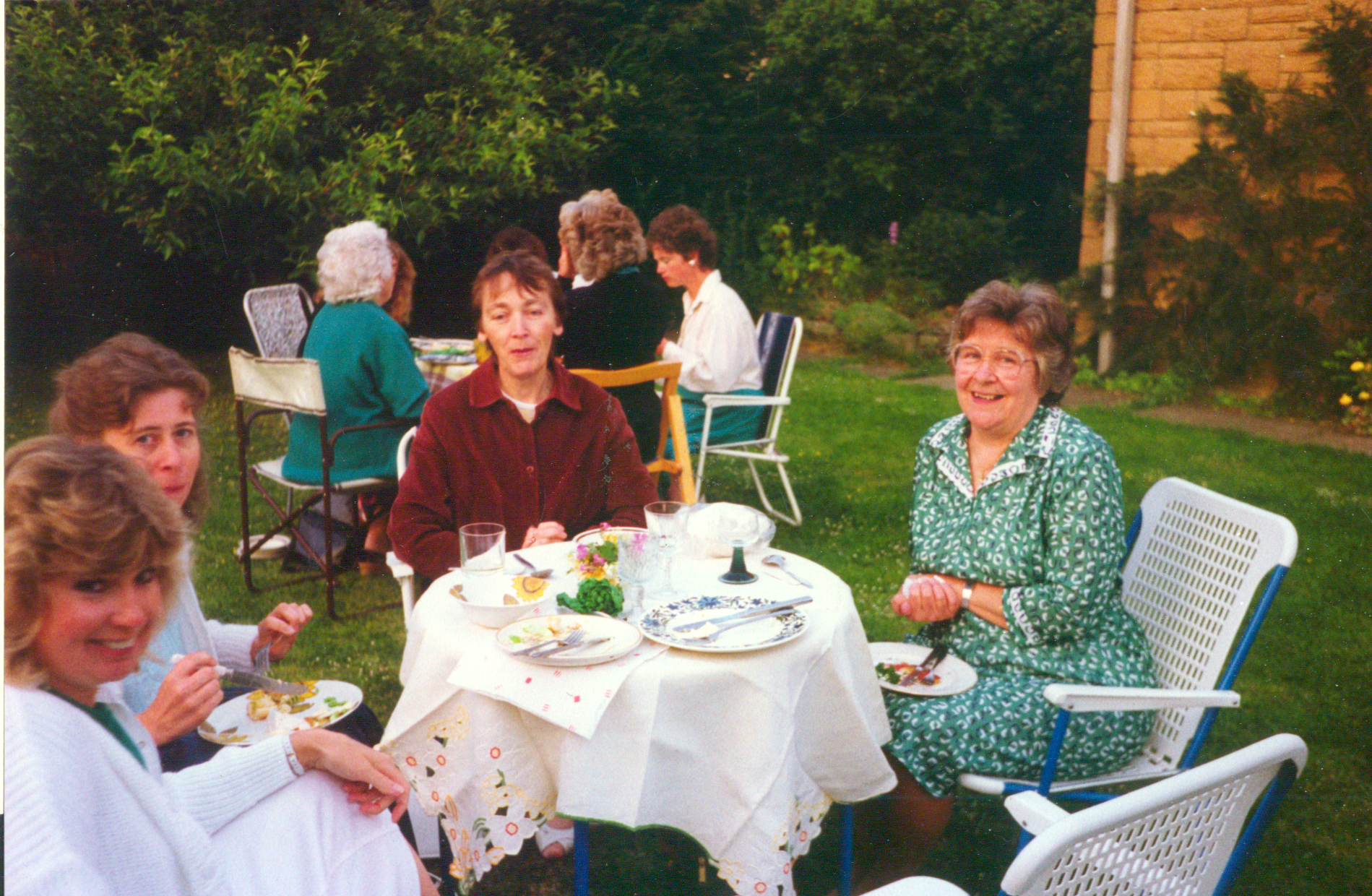 WI teas in garden, late 1980s or early 1990s.