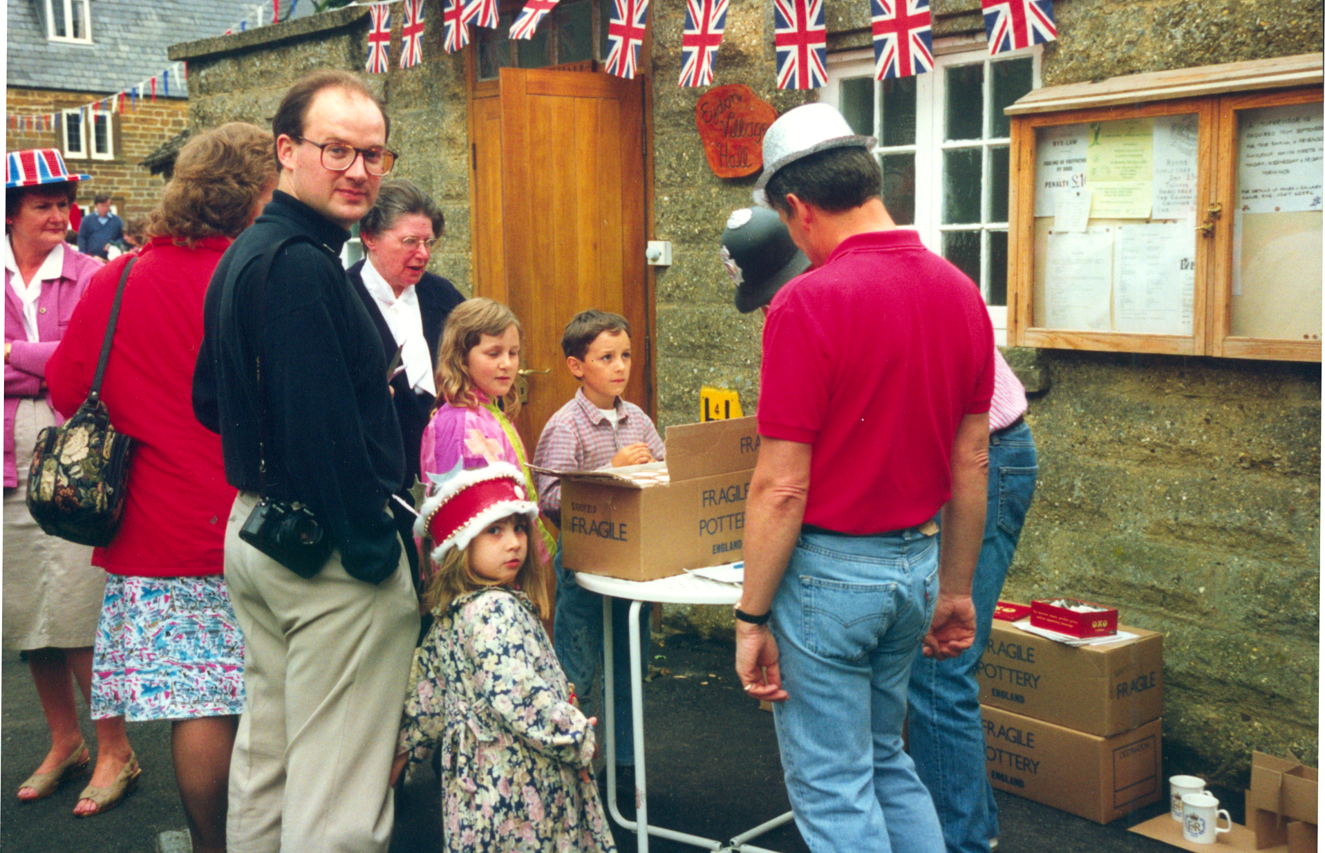 Distributing the Memorial Mugs, Street Party, 1992