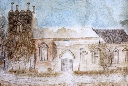Naive Sketch of Eydon Church, 1840s
