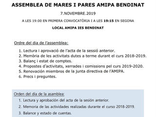 ASSEMBLEA DE PARES I MARES AMIPA BENDINAT