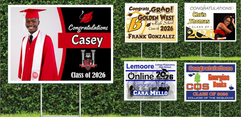 Multiple different schools in the South Valley represented on graduation yard signs