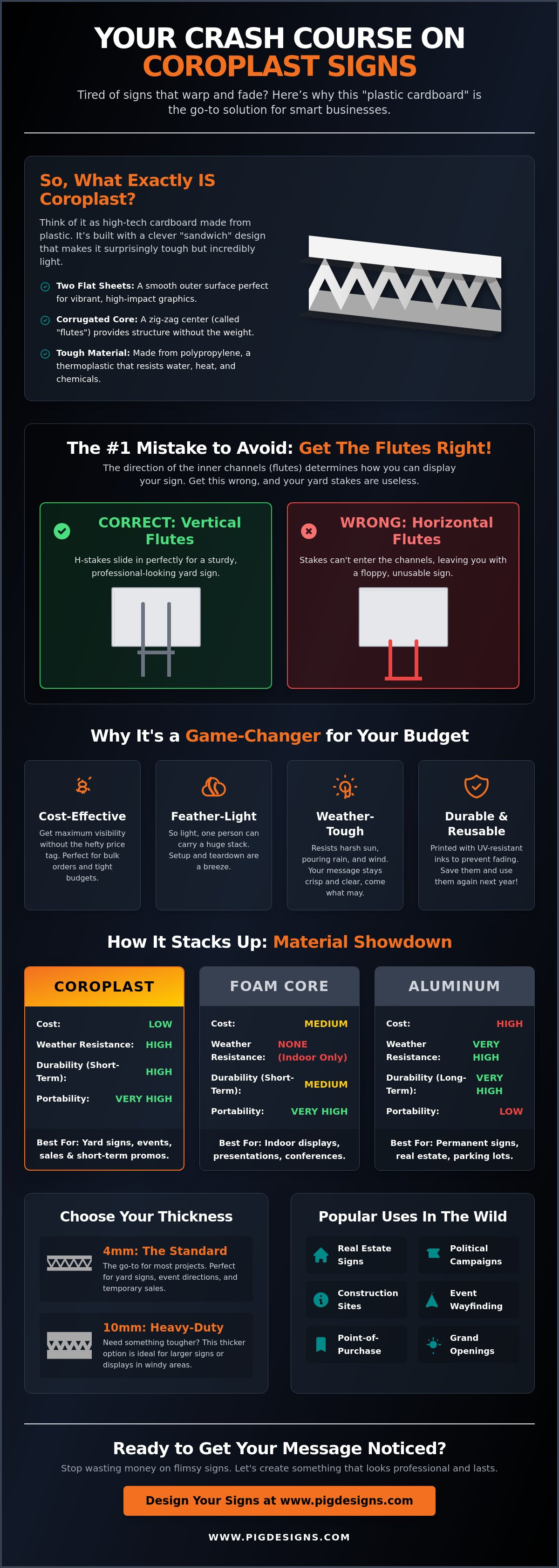 What are coroplast signs used for