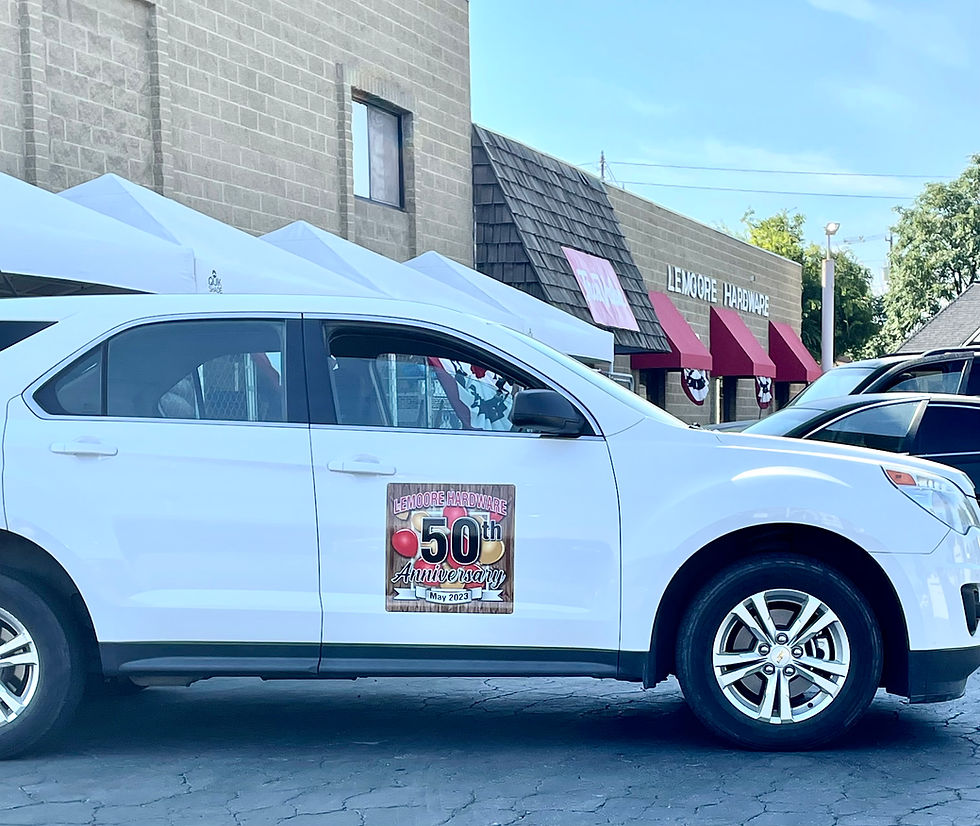 Lemoore Hardware anniversary marketing on Car Magnet