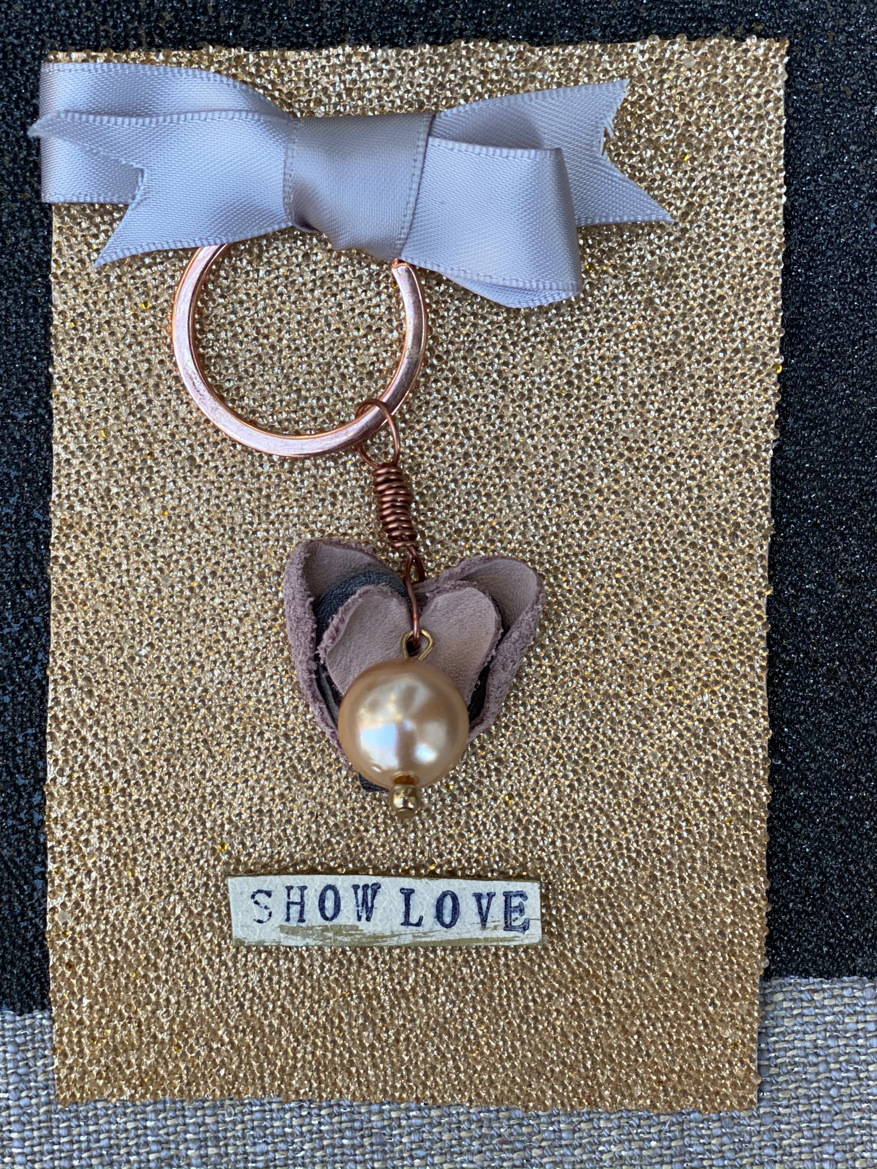 SHOW LOVE Blush Pink and Silver Leather Hearts and Pink Metallic Pearl