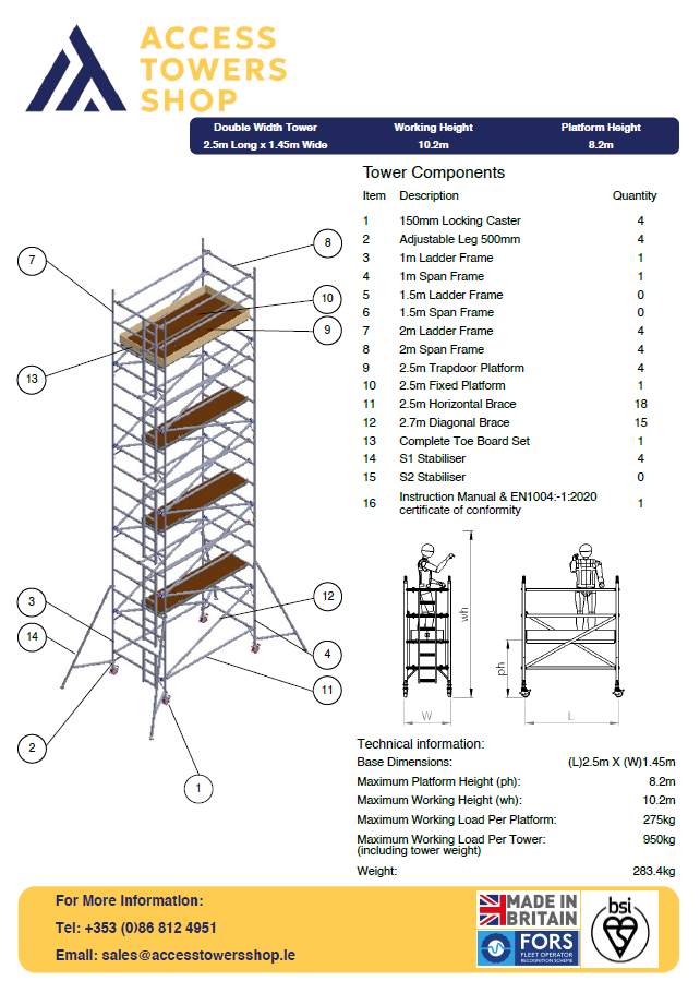 Thumbnail: UTS 500 Industrial Tower Double Width 2.5m Long