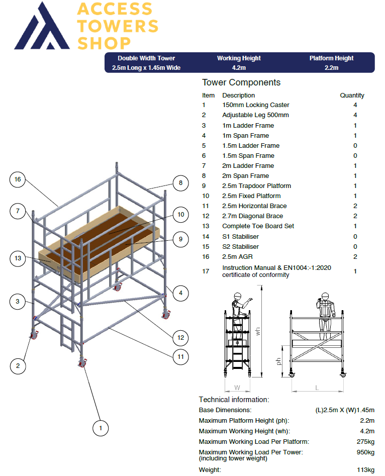 Thumbnail: UTS 500 Industrial Tower AGR Double Width 2.5m Long