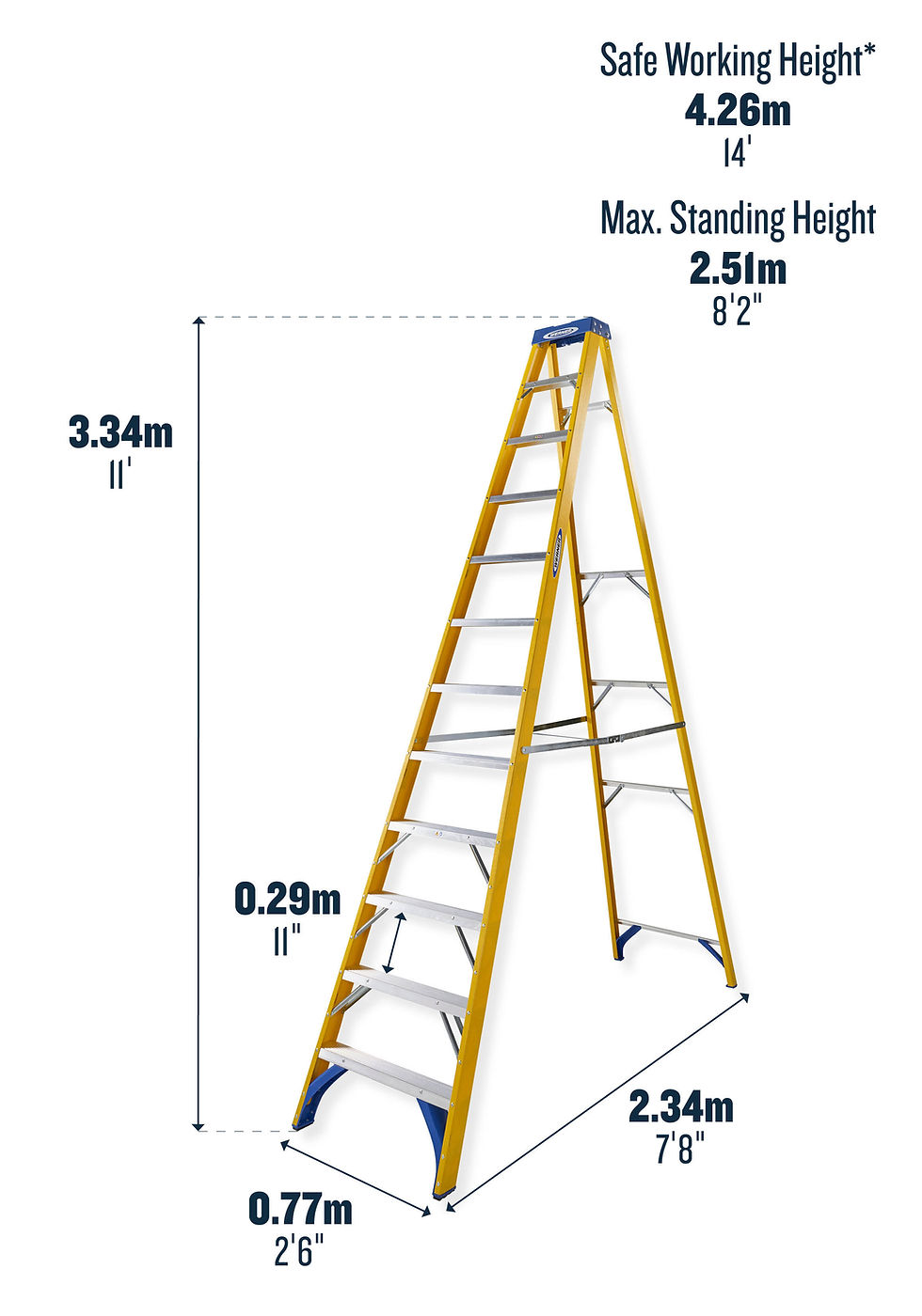 Thumbnail: Werner Fibreglass Swingback Stepladder 12 Tread