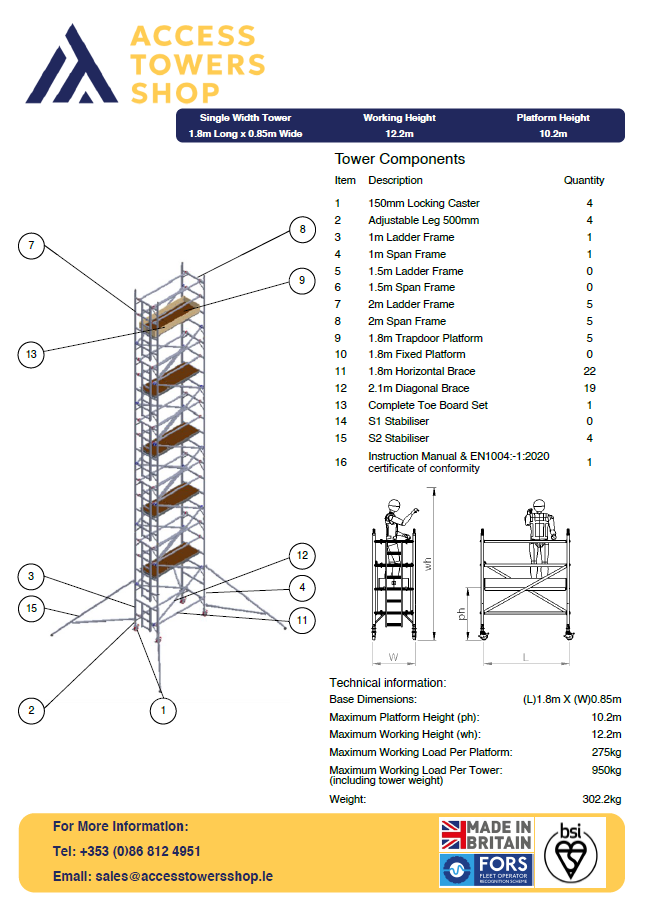 Thumbnail: UTS 500 Industrial Tower Single Width 1.8m Long