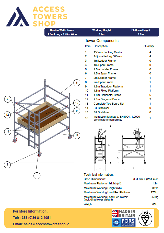 Thumbnail: UTS 500 Industrial Double Width 1.8m Long