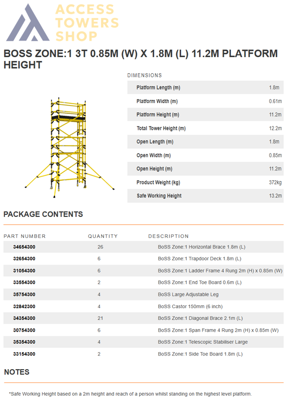 Thumbnail: ZONE 1 Ladderspan Tower Single Width 1.8m Long