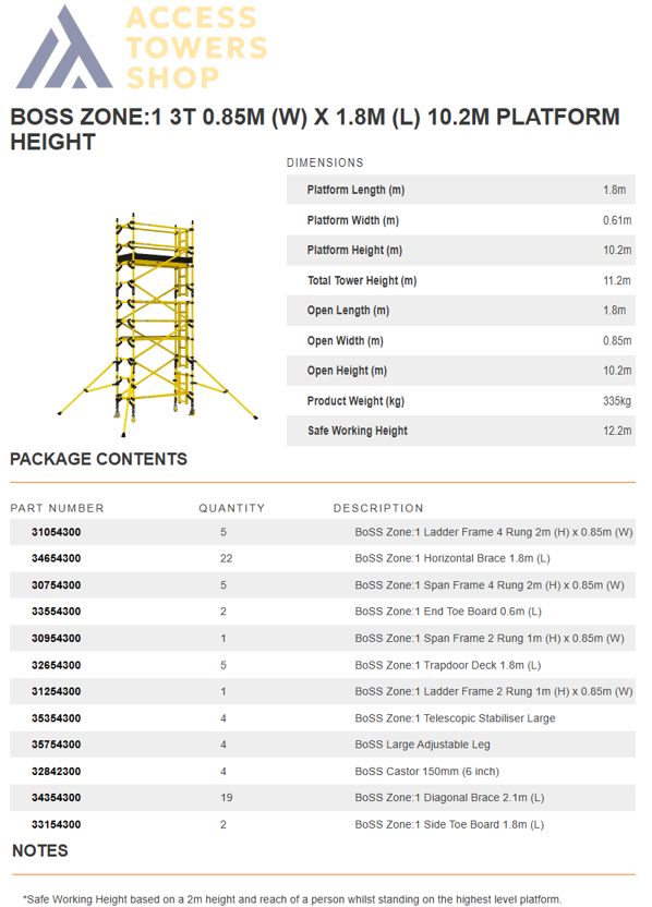 Thumbnail: ZONE 1 Ladderspan Tower Single Width 1.8m Long