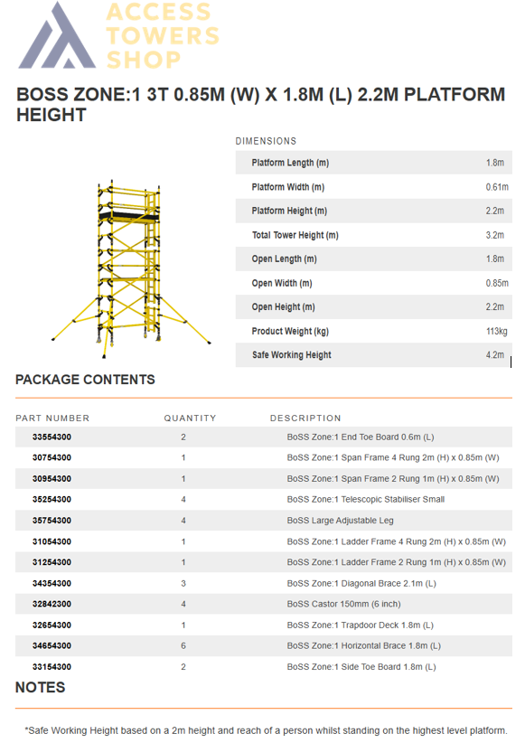 Thumbnail: ZONE 1 Ladderspan Tower Single Width 1.8m Long