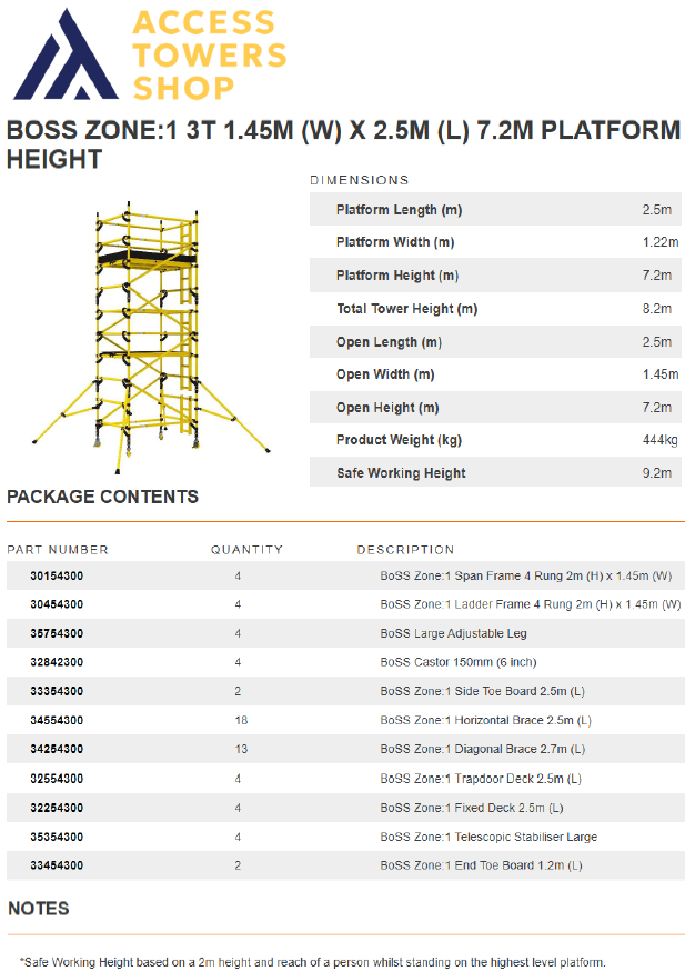 Thumbnail: ZONE 1 Ladderspan Tower Double Width 2.5m Long