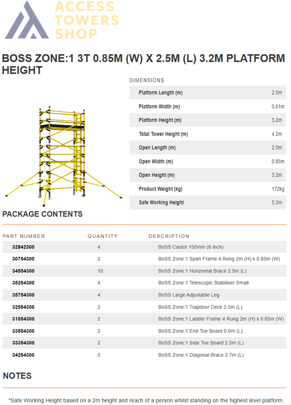 Thumbnail: ZONE 1 Ladderspan Tower Single Width 2.5m Long