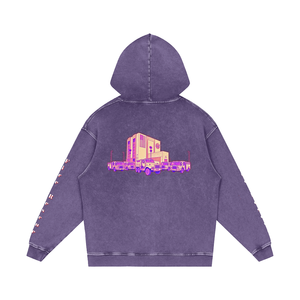 Thumbnail: Fire - KSCFD Trucks - Snow Washed Loose Cotton Hoodie