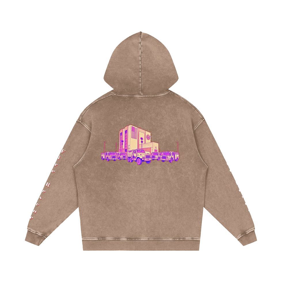 Thumbnail: Fire - KSCFD Trucks - Snow Washed Loose Cotton Hoodie