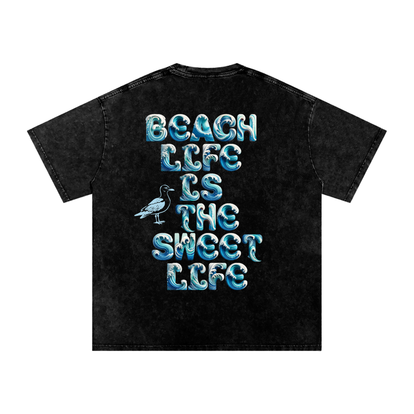 The Lot - Beach Life Waves - Snow Washed Oversized Cotton T-Shirt