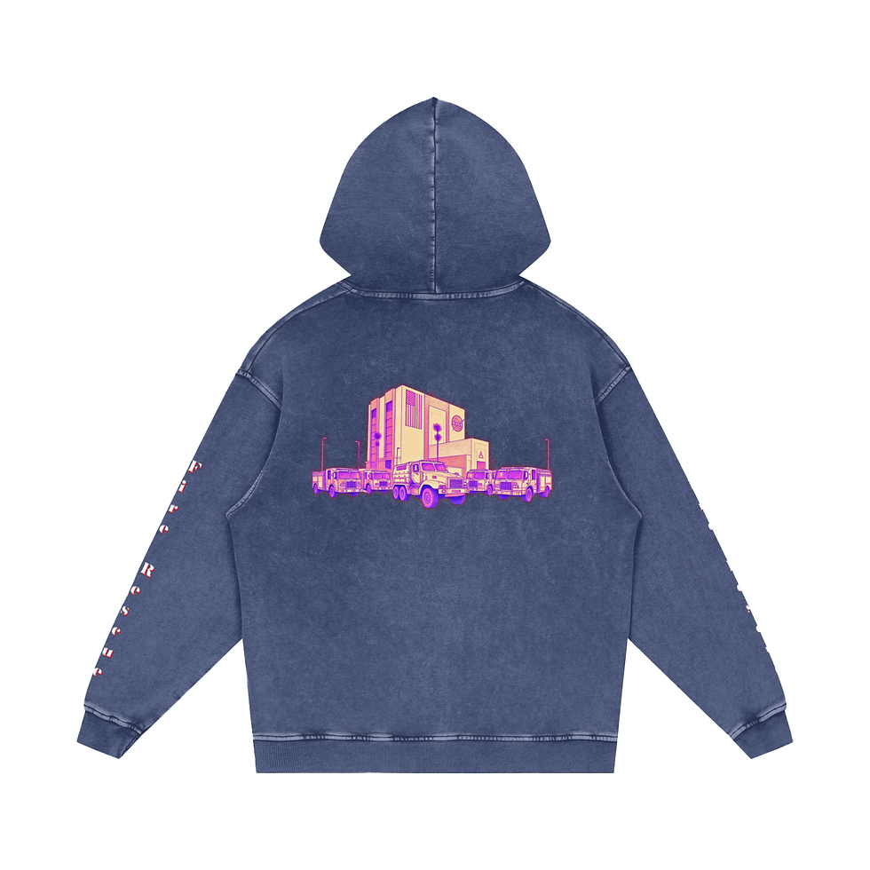 Thumbnail: Fire - KSCFD Trucks - Snow Washed Loose Cotton Hoodie