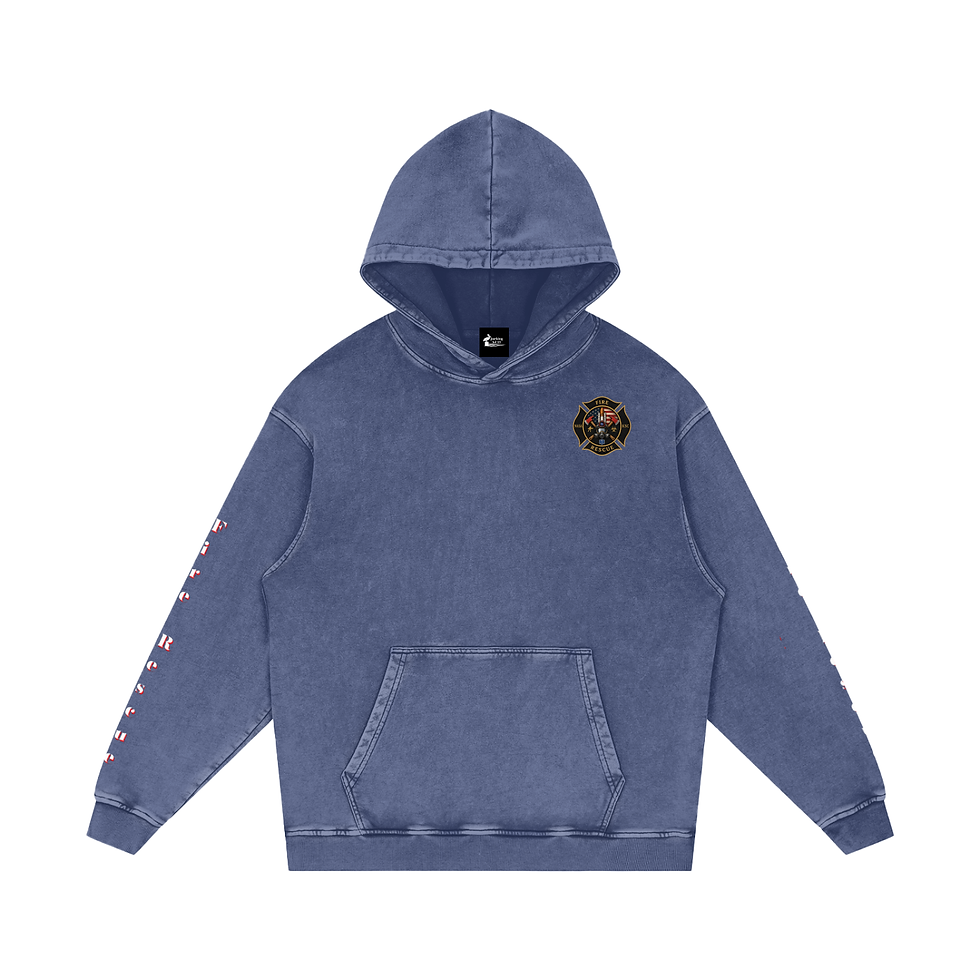 Thumbnail: Fire - KSCFD Trucks - Snow Washed Loose Cotton Hoodie