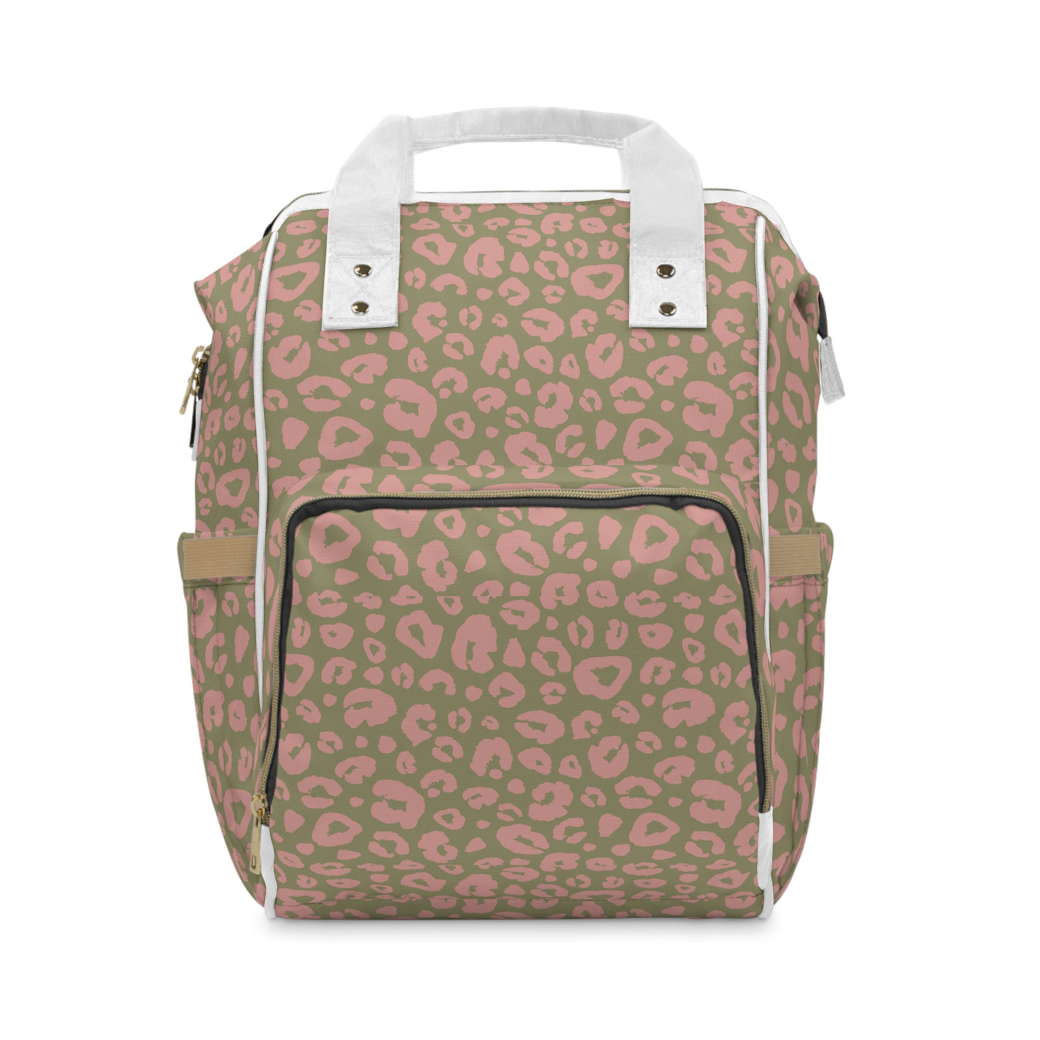 The Lot - Pink Leopard Print Diaper Backpack – Multifunctional Baby Changing Bag