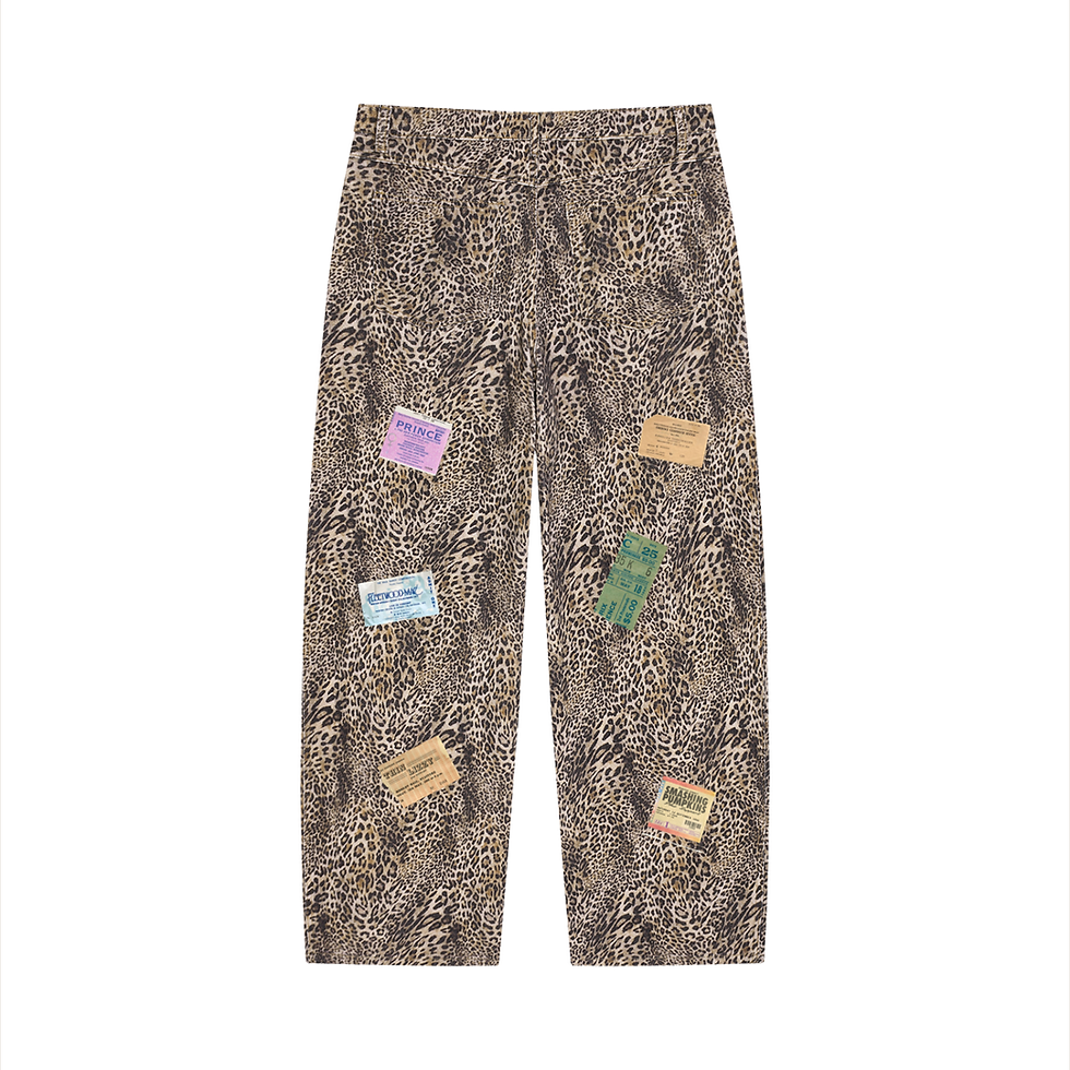 Thumbnail: The Lot - Leopard Tickets - Unisex Vintage Wash Leopard Wide Leg Jeans