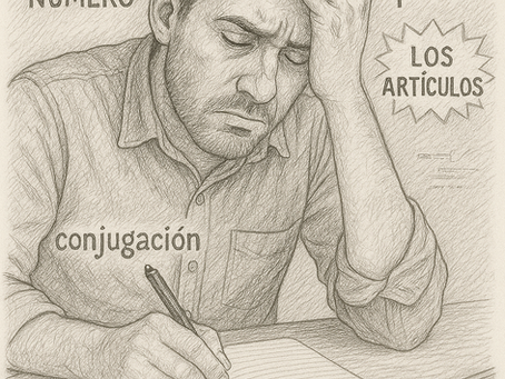 A man studying Spanish grammar