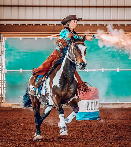mounted shooting performance horse