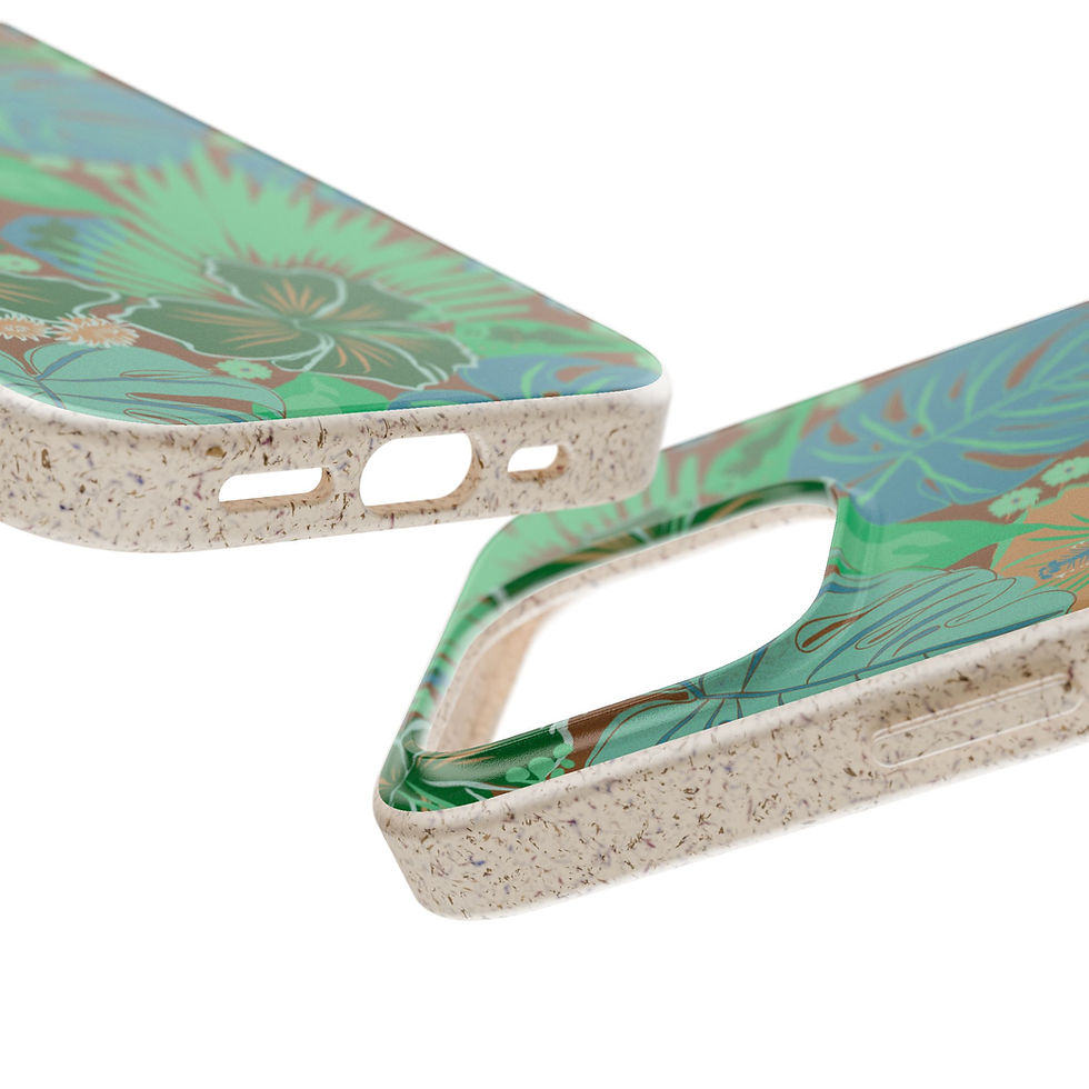 Thumbnail: Phone Case, Tropical Monstera Maze & Hibiscus Lush Green, Eco-Friendly