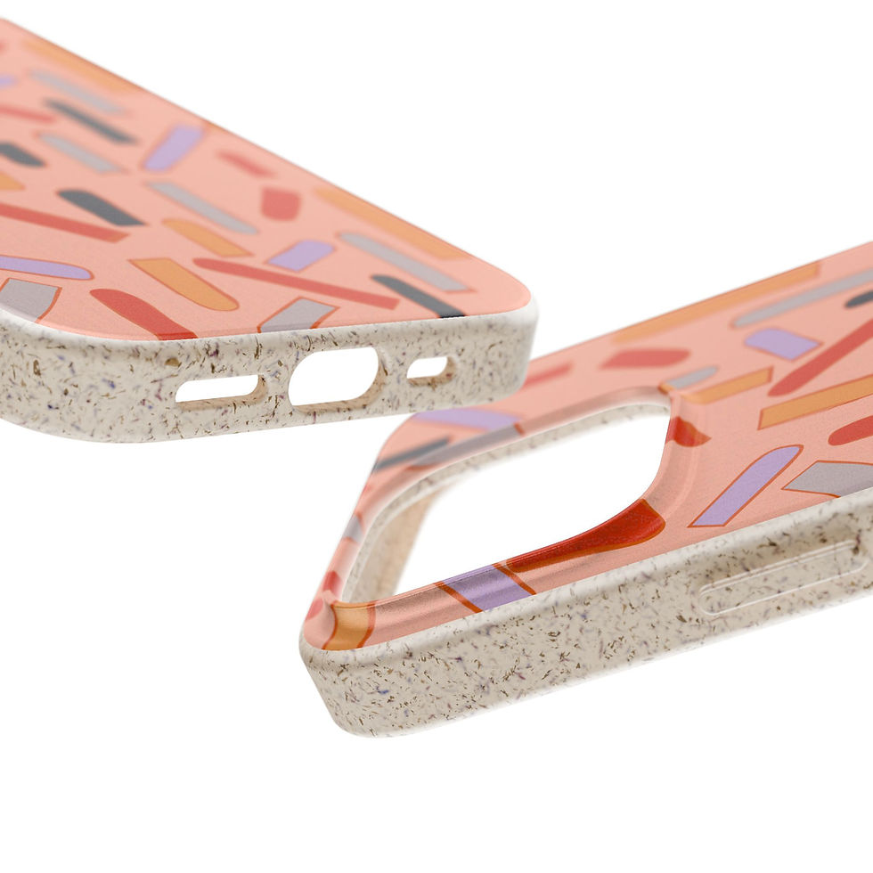 Thumbnail: Phone Case, Sprinkles-  Moontide, Pink Navy Purple Orange, Bamboo Eco-Friendly,