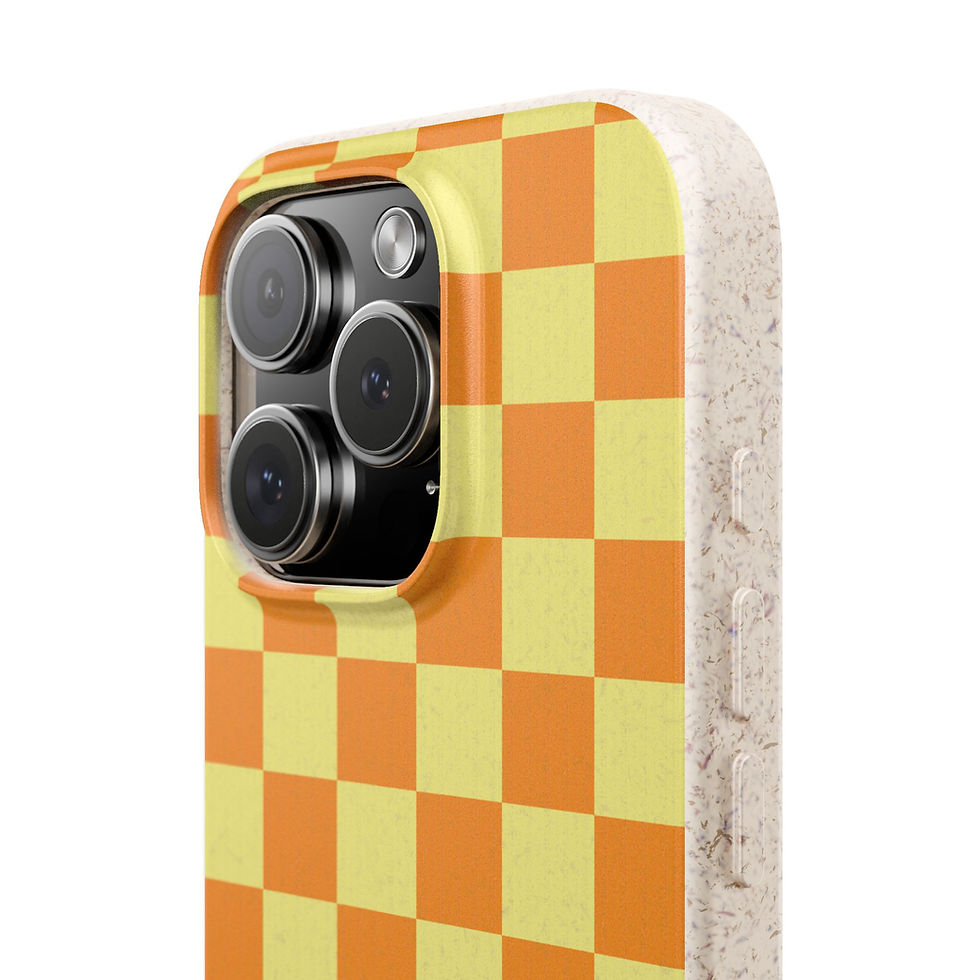 Thumbnail: Phone Case, Checkmate Mango Sorbet Design, Eco-Friendly, Sustainable,