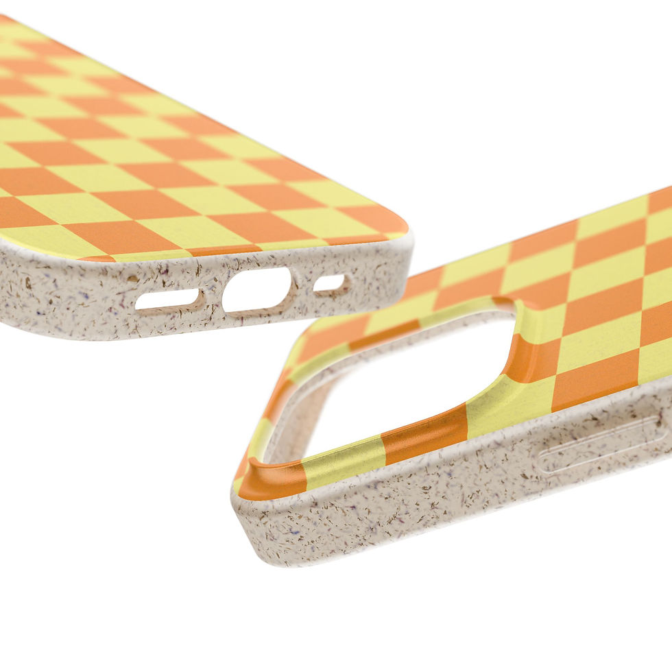 Thumbnail: Phone Case, Checkmate Mango Sorbet Design, Eco-Friendly, Sustainable,