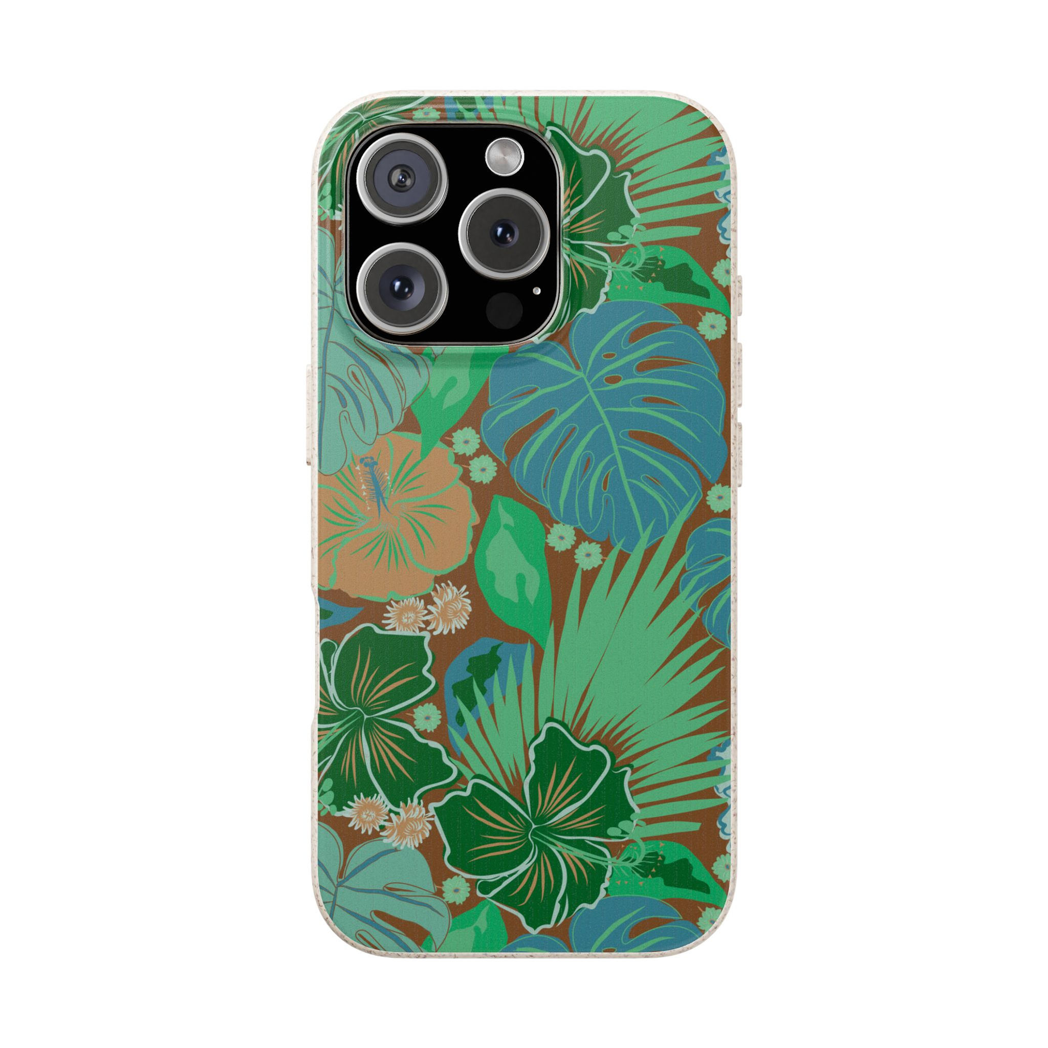 Phone Case, Tropical Monstera Maze & Hibiscus Lush Green, Eco-Friendly