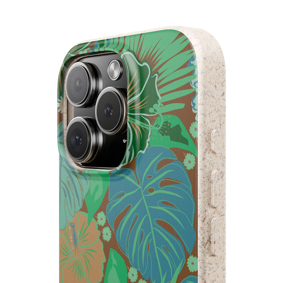 Thumbnail: Phone Case, Tropical Monstera Maze & Hibiscus Lush Green, Eco-Friendly