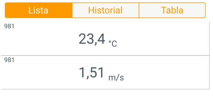 Velocidad del aire de muestra